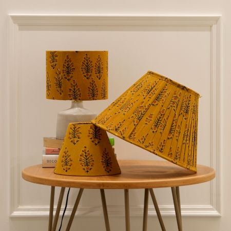 Mustard Kalamkari Cone Shade